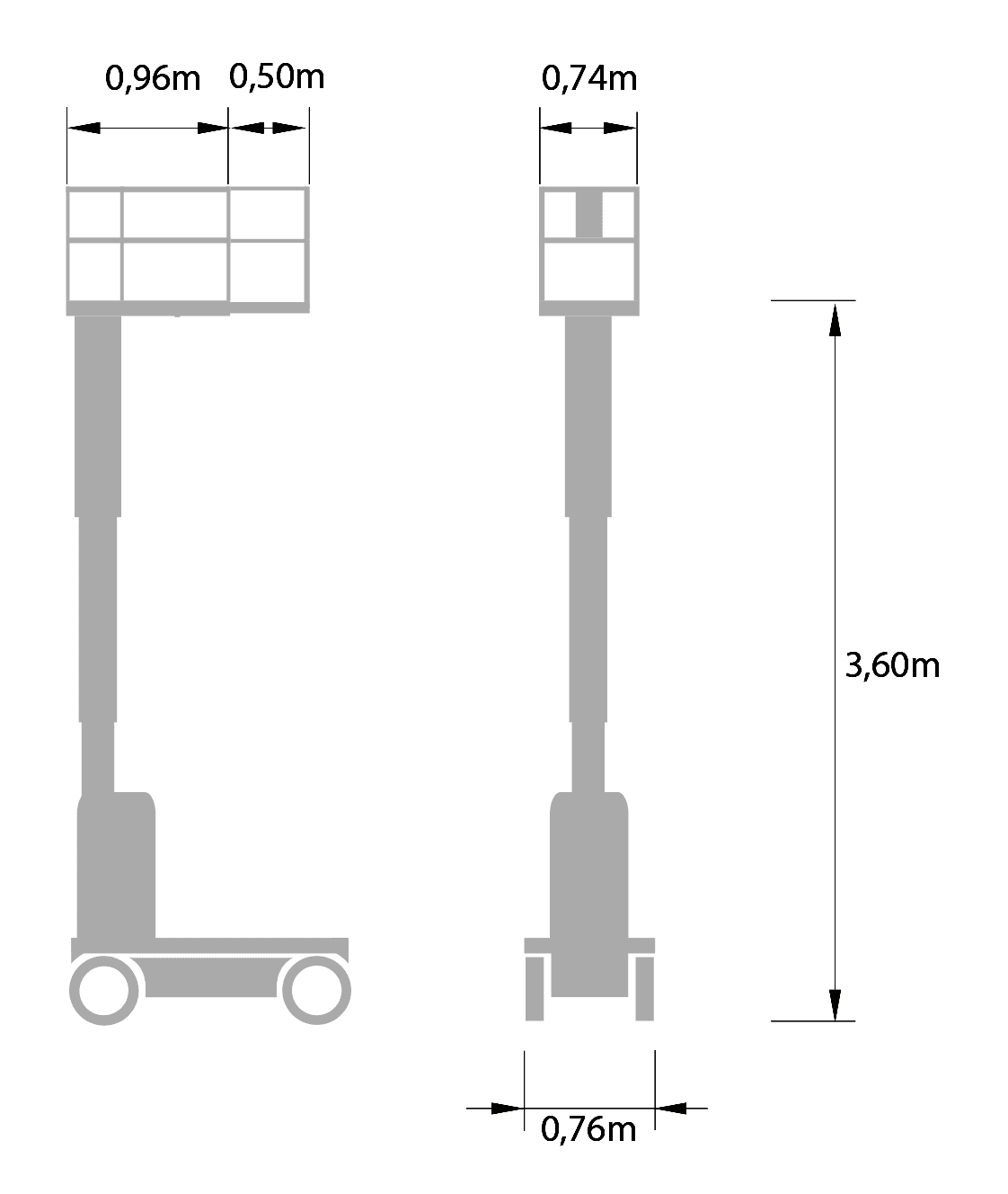 Pelarlift batteri plattformshöjd 3,6 m
