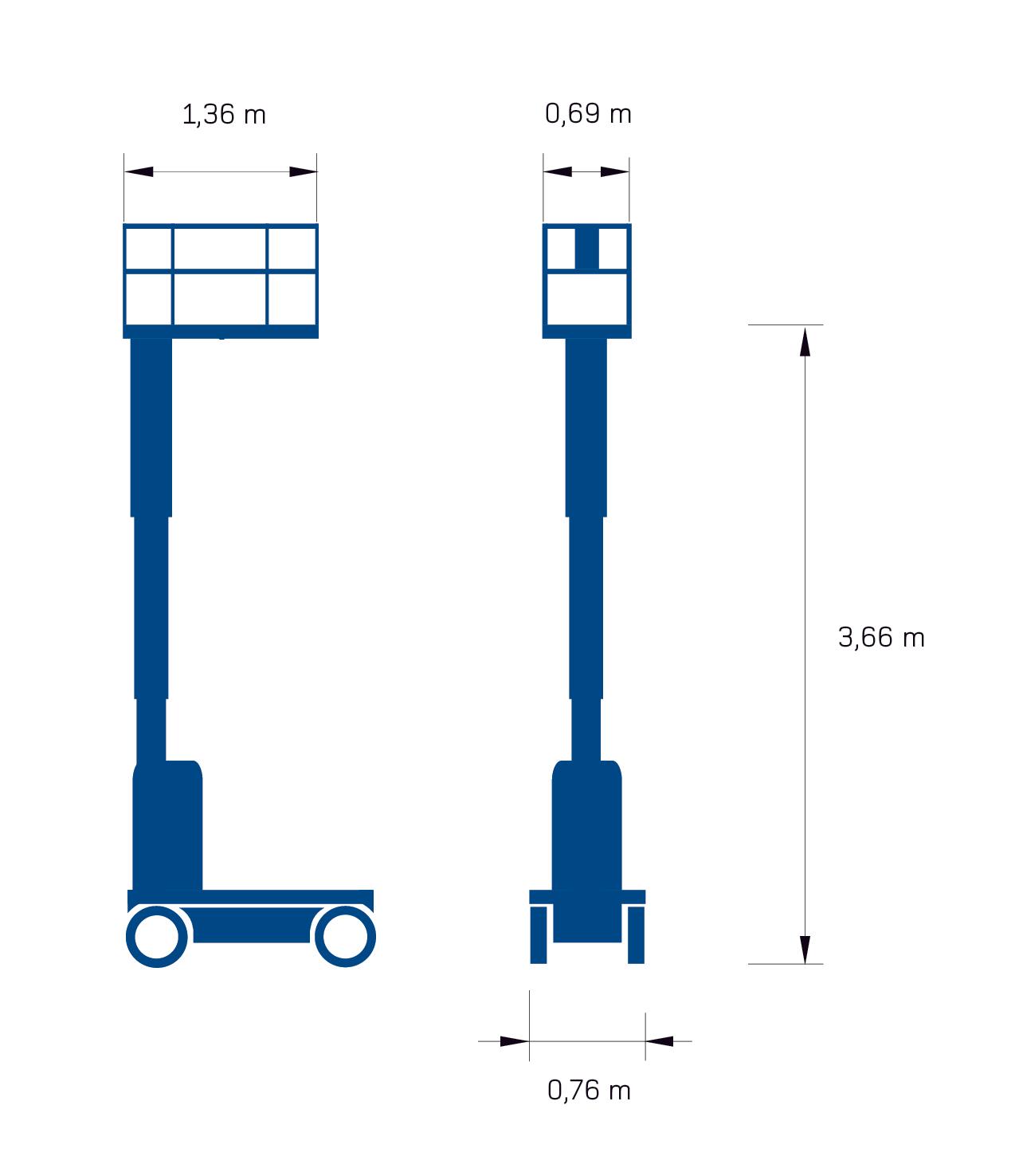 Pelarlift plattformshöjd  3,6 m