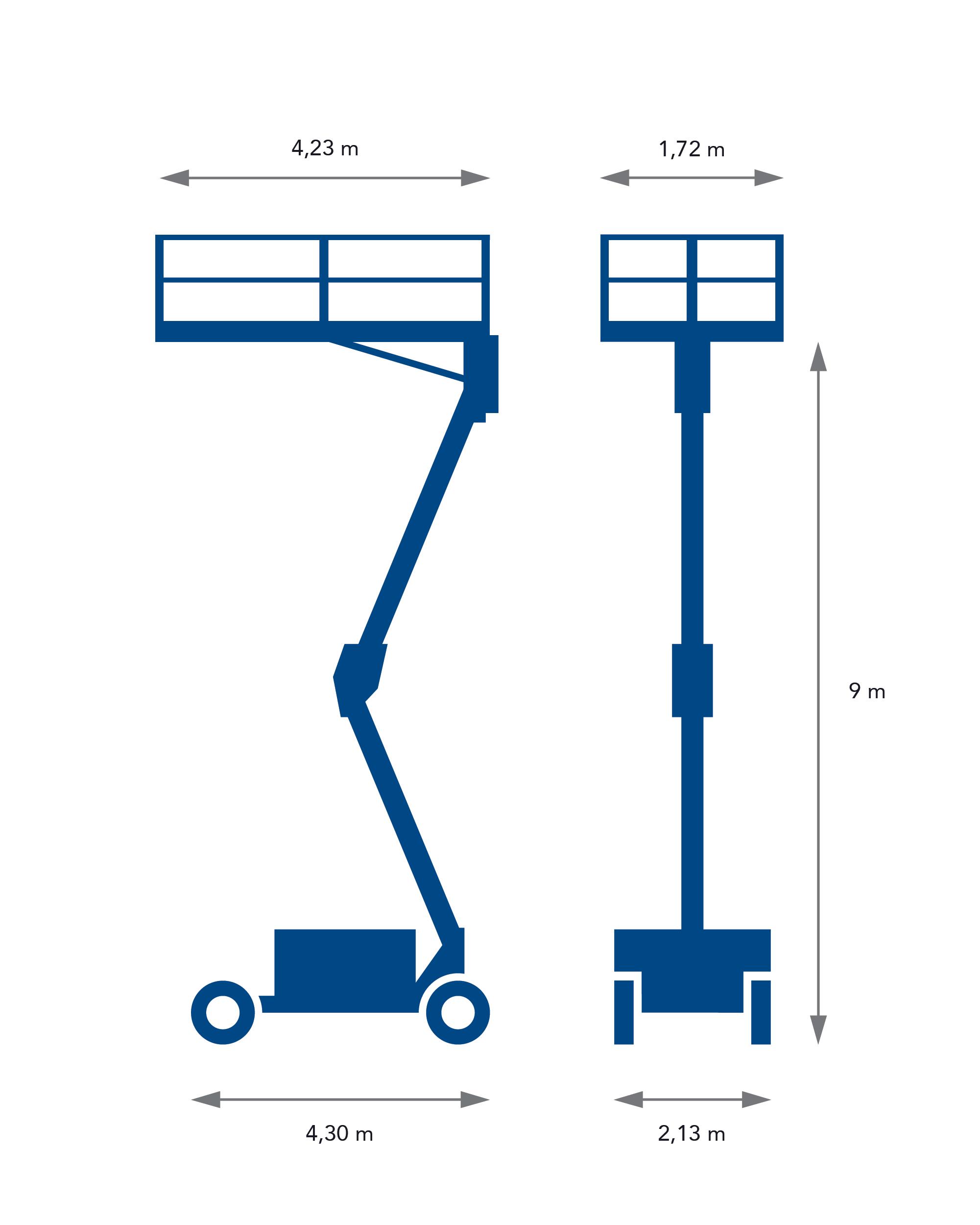 Saxlift diesel, plattformshöjd 9m