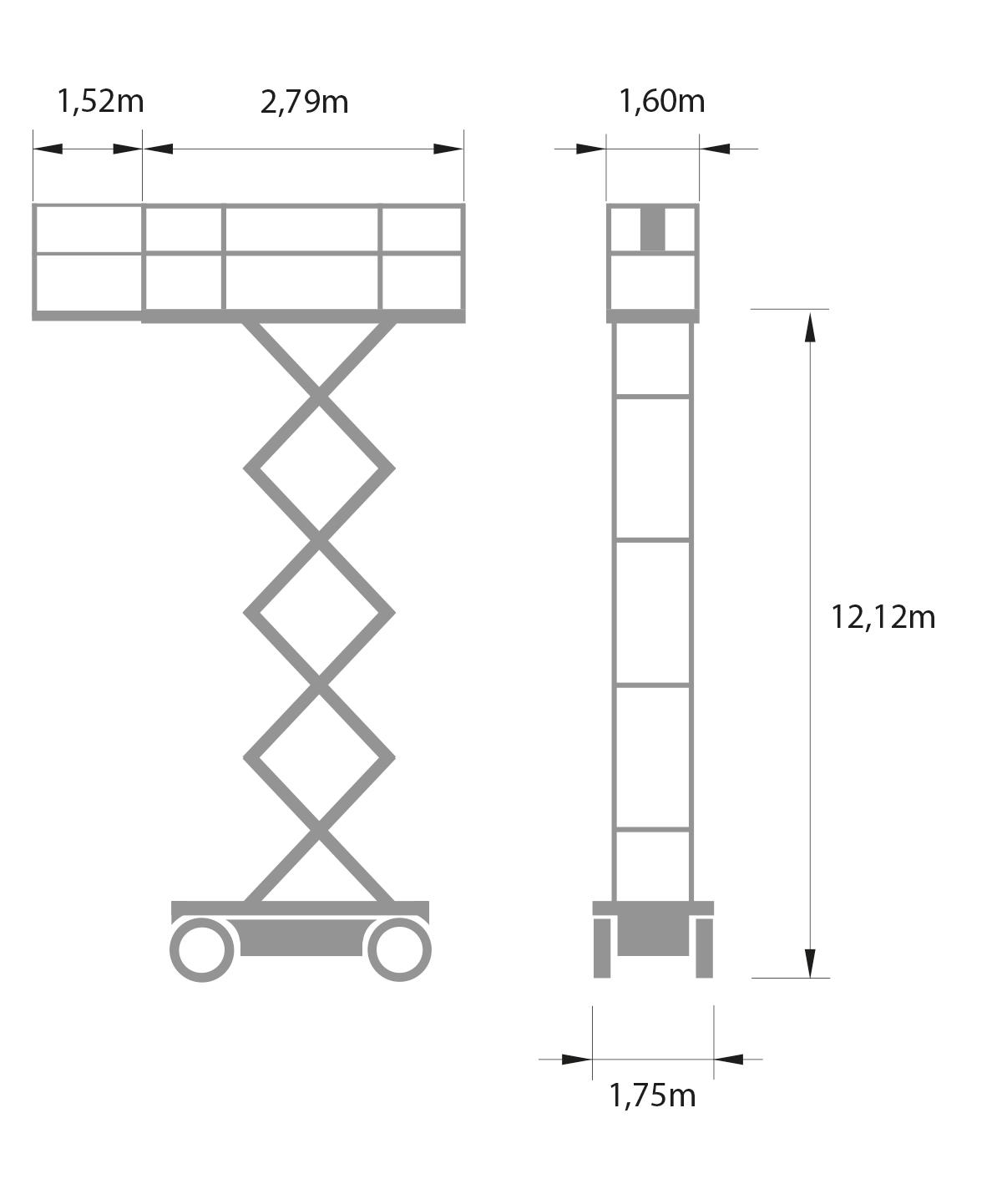 Saxlift diesel, plattformshöjd 12,3m