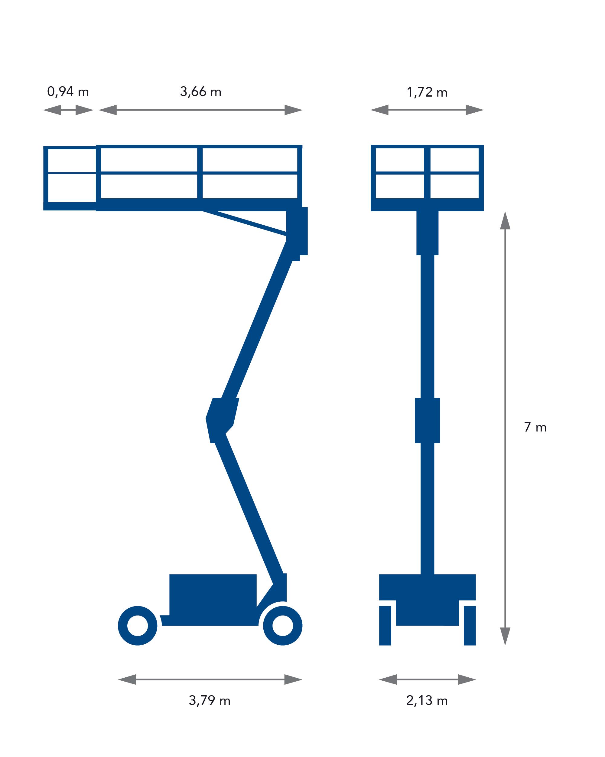 Saxlift diesel, plattformshöjd 7m tunnel